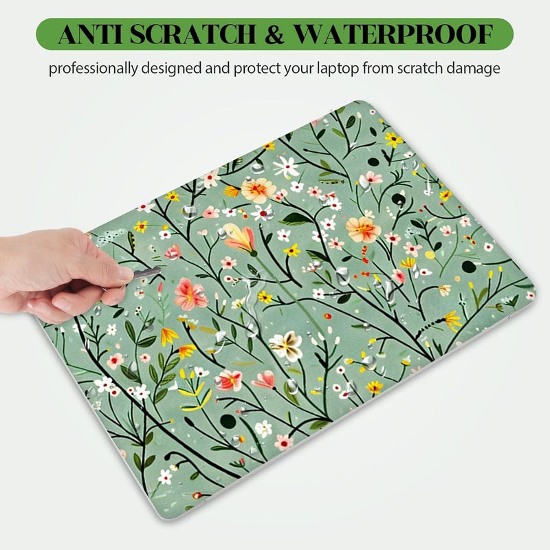 Lauspuck Laptop Skin Sticker Decal,13.3" 14" 15" 15.4" 15.6 inch Laptop Universal Vinyl Skin Sticker Cover, Reusable Art Decal Protector, Green Art Flowers - Image 3